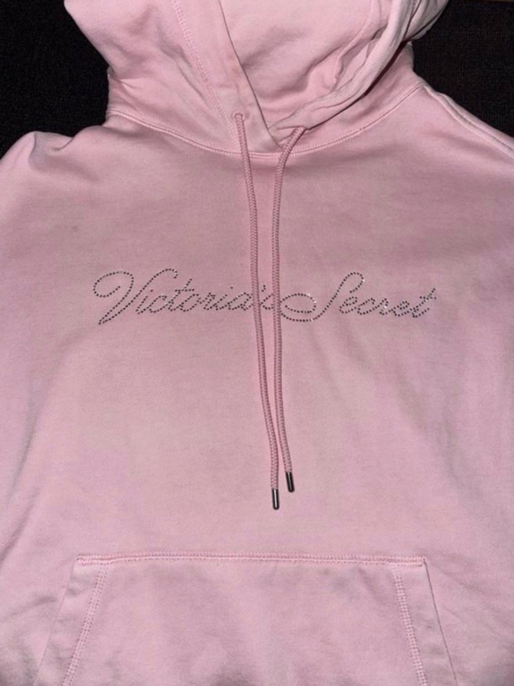 Victoria's Secret Light Pink Crystal Script Hoodie